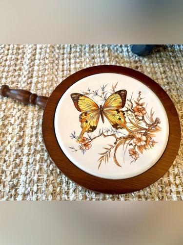 Vintage butterfly tile trivet - vintage,